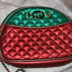 Gucci Trapuntata mini bag in red and green laminated metallic leather